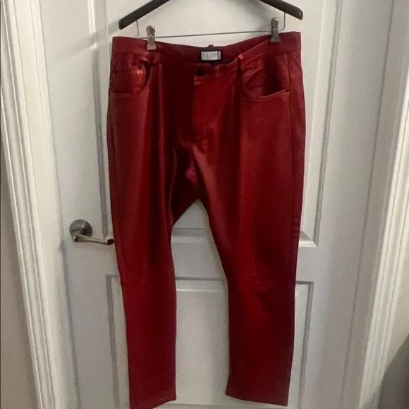 Ron Tomson Fiery Red Leather Trousers - Picture 2 of 11